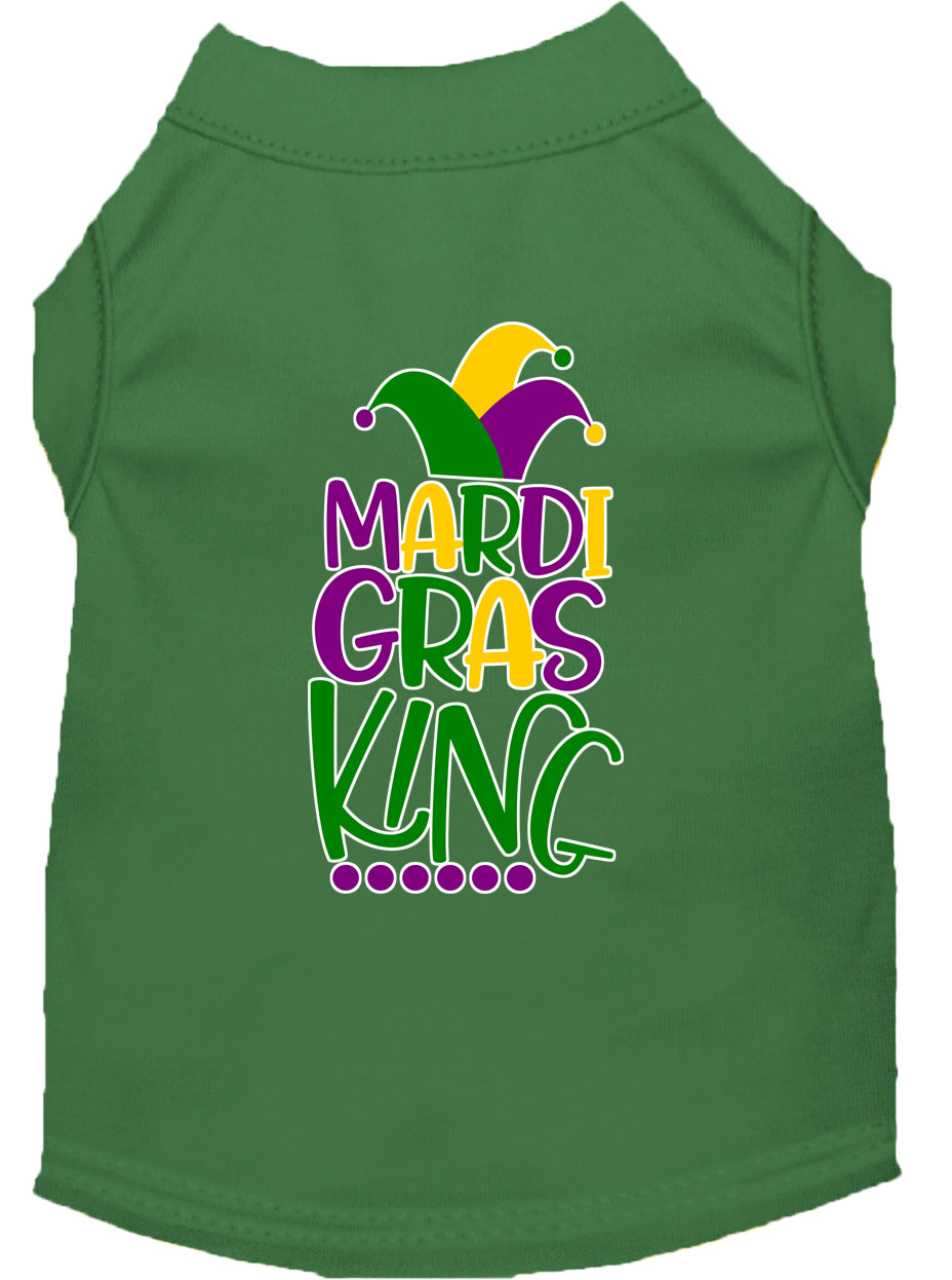 Mardi Gras King Screen Print Mardi Gras Dog Shirt Green Sm